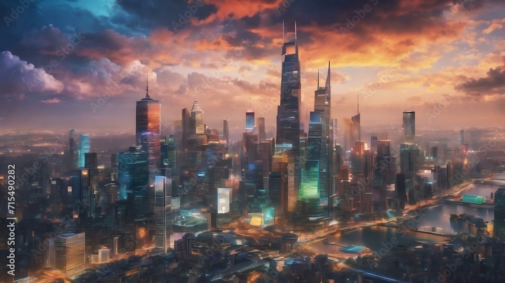 Fototapeta premium Cloud computing banner background for smart city