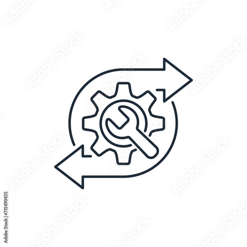 Process control. Simple operation. Self tuning. Vector linear icon isolated on white background.