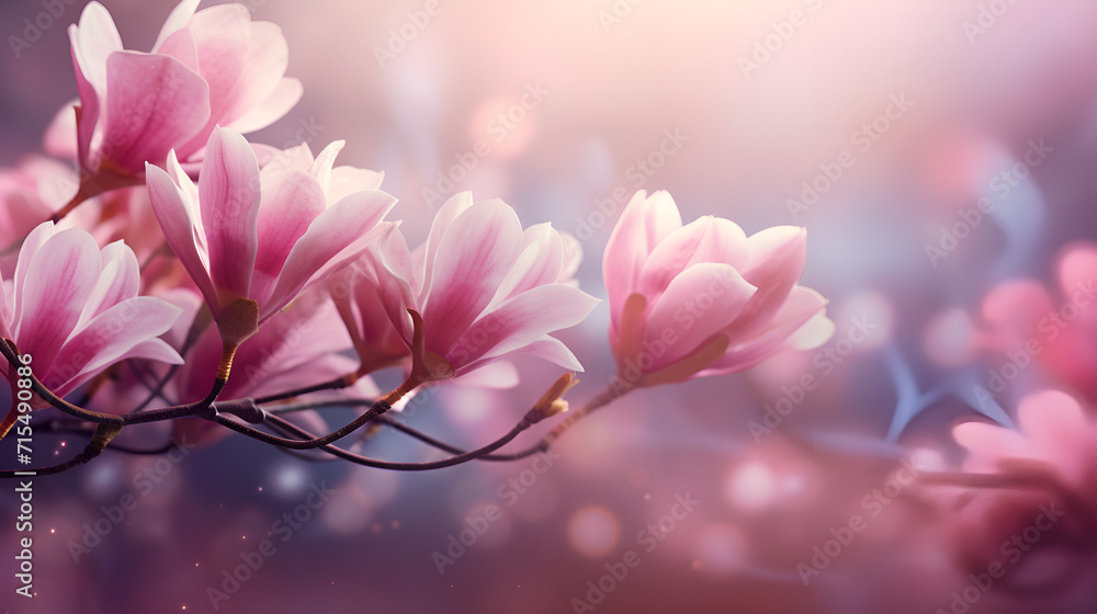 Spring magnolia flowers on the natural backgroun ai generative Spring magnolia flowers on the natural backgroun ai generative
