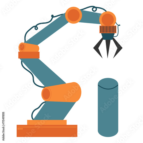 Industrial robots manipulators. Robotized arm, modern industry robotically technology, conveyor. Factory machinery automatic.