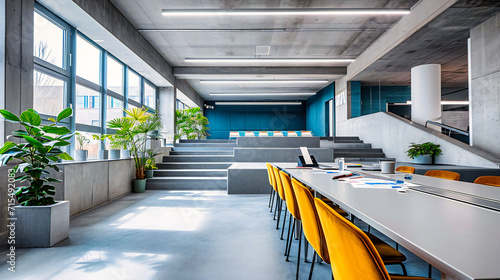 Fotografia Corporate Meeting Room: An empty and modern corporate meeting hall with a stylis