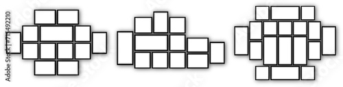 Empty black photo frame with shadows. Frame on isolated background. Realistic photo frame. Vector illustration EPS 10