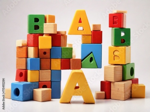 ABC building blocks isolated on white background 
