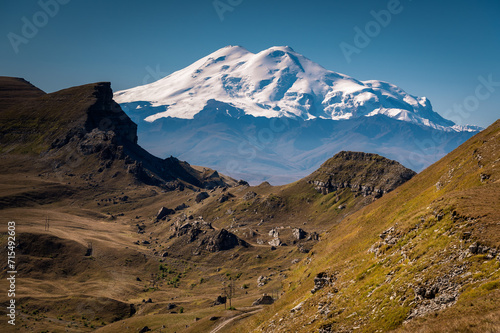 Elbrus mount at autumn. Kabardino-Balkaria republic. photo