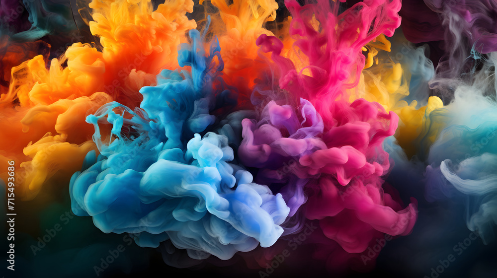 Fototapeta premium a dazzling explosion of color from colorful smoke, creates an abstract background that is alluring and full of dynamics.