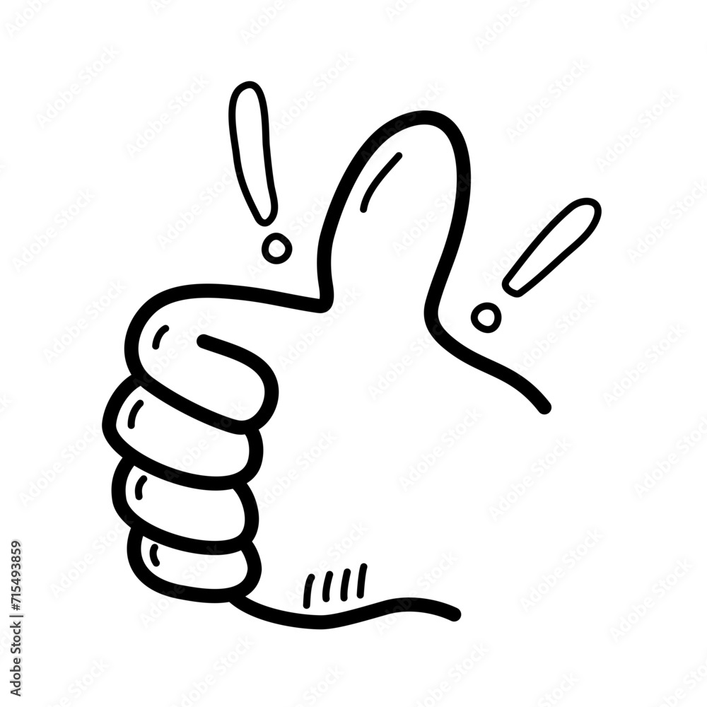 Thumbs up in hand-drawn style Thumbs up in hand-drawn style