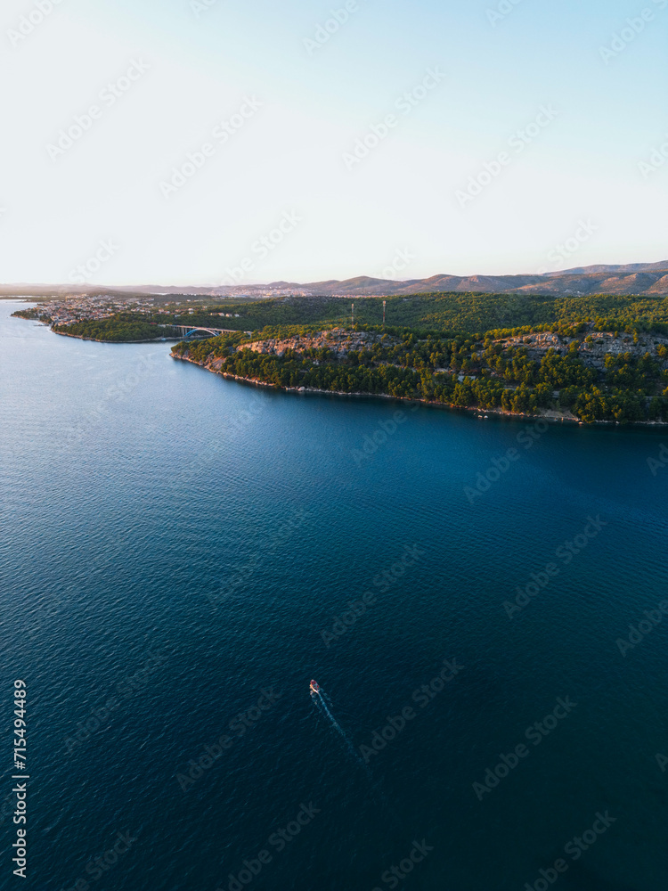 drone shot of coastline 