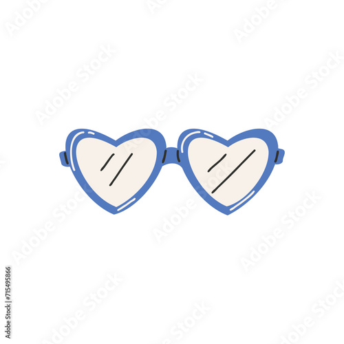 Glasses in the shape of a heart. Symbol of love, romance. Design for Valentine's Day.