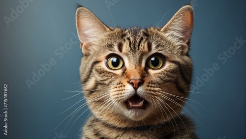 A portrait capturing the surprised expression of a cat