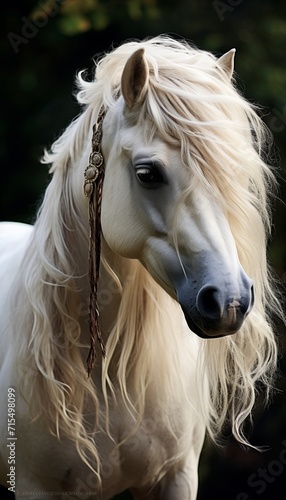 Majestic horse with beautiful mane, elegantly posing for equine enthusiasts and animal lovers