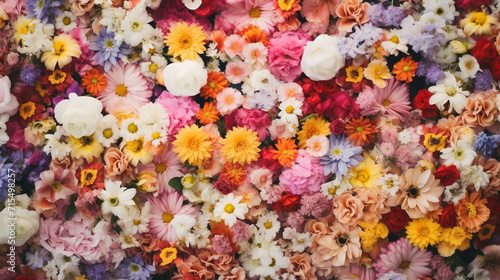 Multicolored flower wall background © alexkich