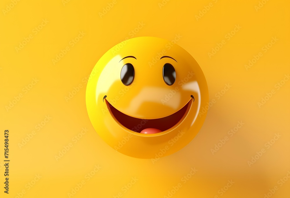 Fototapeta premium A cheerful yellow smiley face emoticon representing the joy and positivity