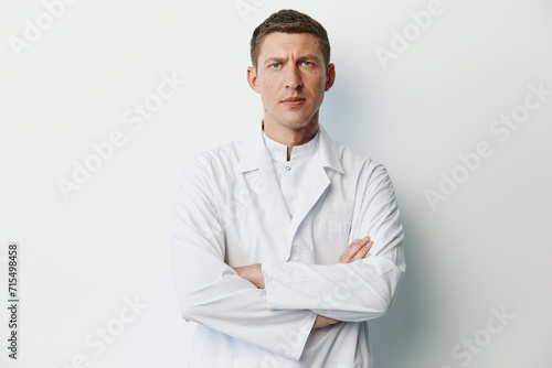 Smile person mature caucasian men background white men portrait confident happy adult doctor