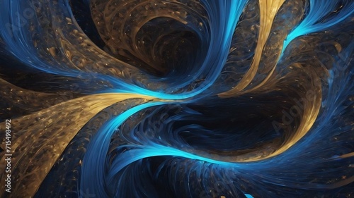 Abstract blue fractal wave technology background