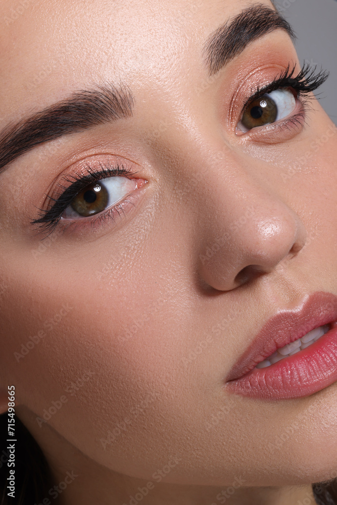 Portrait of beautiful young woman, closeup view Portrait of beautiful young woman, closeup view