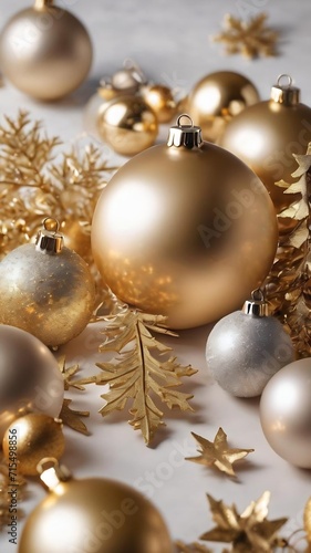 Christmas golden decoration on white
