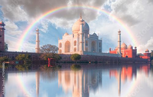 Taj Mahal mausoleum reflected in Yamuna river - Agra, Uttar Pradesh, India © muratart