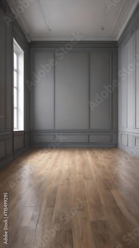 Empty room gray wall room with wooden floor © Wix