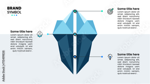 Infographic template. Iceberg with 3 steps. Business metaphor