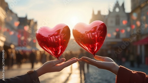 Obraz na płótnie heart balloons  in the hands of a couple