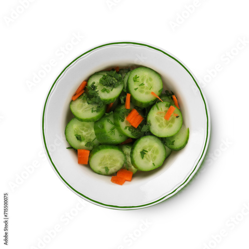 Organic food green salad with cucumbers in a white plate, Organic food concept