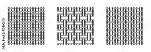 Weaving pattern. Geometric braided weft and wove threads for textile design, plaiting tessellation pattern. Vector textile texture photo