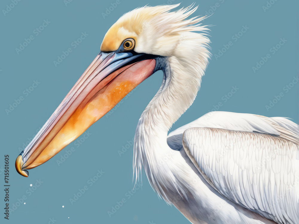 Fototapeta premium Close-up illustration of a pelican in watercolor style