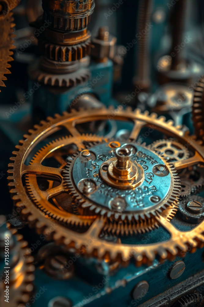 Nahaufnahme von Zahnrädern an einer alten Uhr Nahaufnahme von Zahnrädern an einer alten Uhr