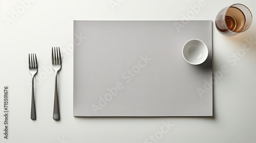 grey square linen placemats in a minimalist style, a clean and visually appealing composition with a limited number of items, emphasizing the intricate details.