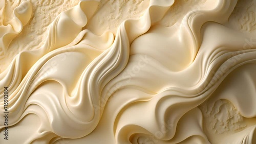White Chocolate. Pouring melted liquid premium milk white chocolate. Close up of molten liquid hot chocolate swirl. Confectionery. Confectioner prepares dessert, icing.background texture mp4 photo