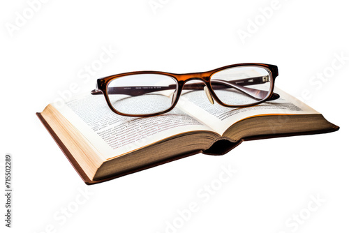 Closeup of a Book and Glasses Pairing Isolated On Transparent Background