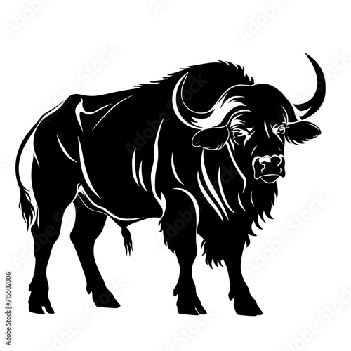 Silhouette buffalo full body black color only