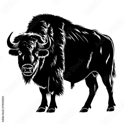 Silhouette buffalo full body black color only