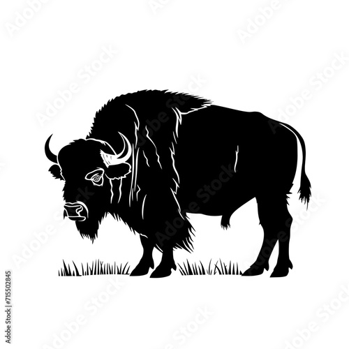 Silhouette buffalo full body black color only