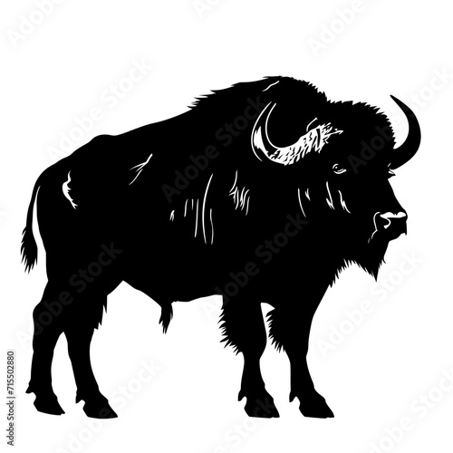 Silhouette buffalo full body black color only
