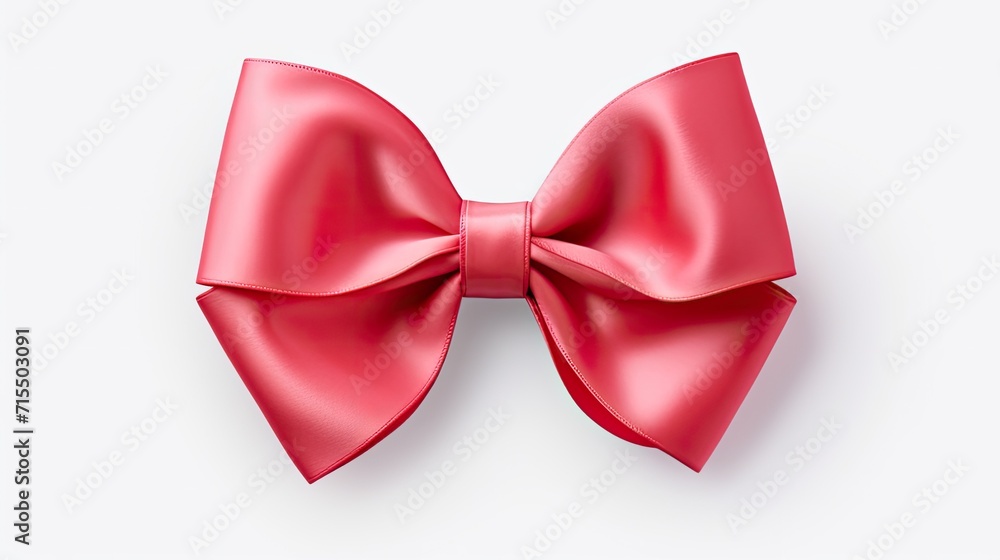a cute pink bow isolated on a white background, capturing its charm and simplicity in a delightful composition.