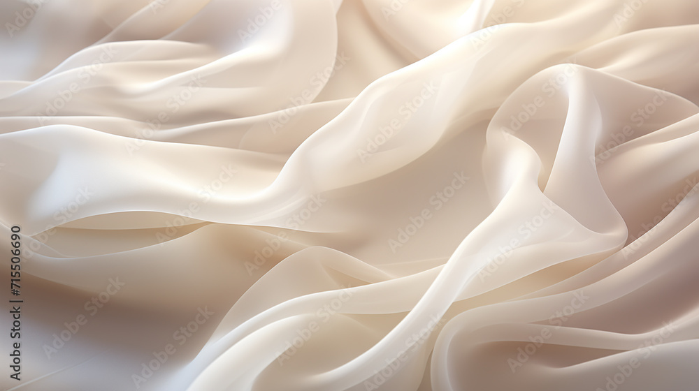 Fototapeta premium Beige cream silk satin. Draped fabric. Light pale brown luxury background with space for design.