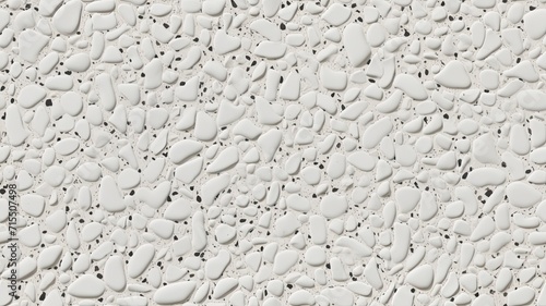 a seamless texture of ceramic with grout joints, highlighting the intricate details and craftsmanship in a white terrazzo finish adorned with pebble stones. SEAMLESS PATTERN. SEAMLESS WALLPAPER.