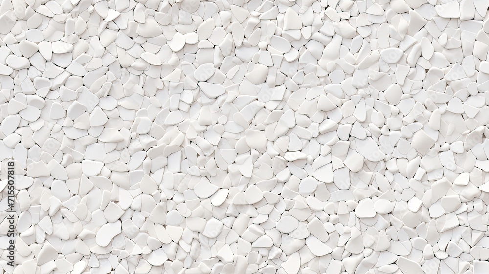a seamless texture of ceramic with grout joints, highlighting the intricate details and craftsmanship in a white terrazzo finish adorned with pebble stones. SEAMLESS PATTERN. SEAMLESS WALLPAPER.