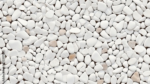 a seamless texture of ceramic with grout joints, highlighting the intricate details and craftsmanship in a white terrazzo finish adorned with pebble stones. SEAMLESS PATTERN. SEAMLESS WALLPAPER. photo