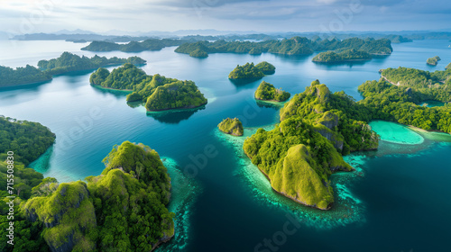 Aerial photo of a group of islands in the sea