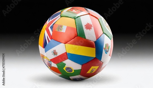 image of a soccer ball with images of flags of different countries isolated on transparent background
