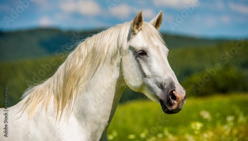 beautiful white horse portrait in the meadow © Heaven