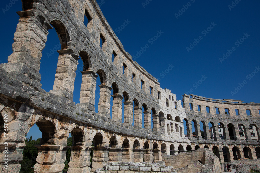 Pula Arena, Roman Amphitheater, constructed between 27 BC and 68 AD, Pula, Croatia Pula Arena, Roman Amphitheater, constructed between 27 BC and 68 AD, Pula, Croatia