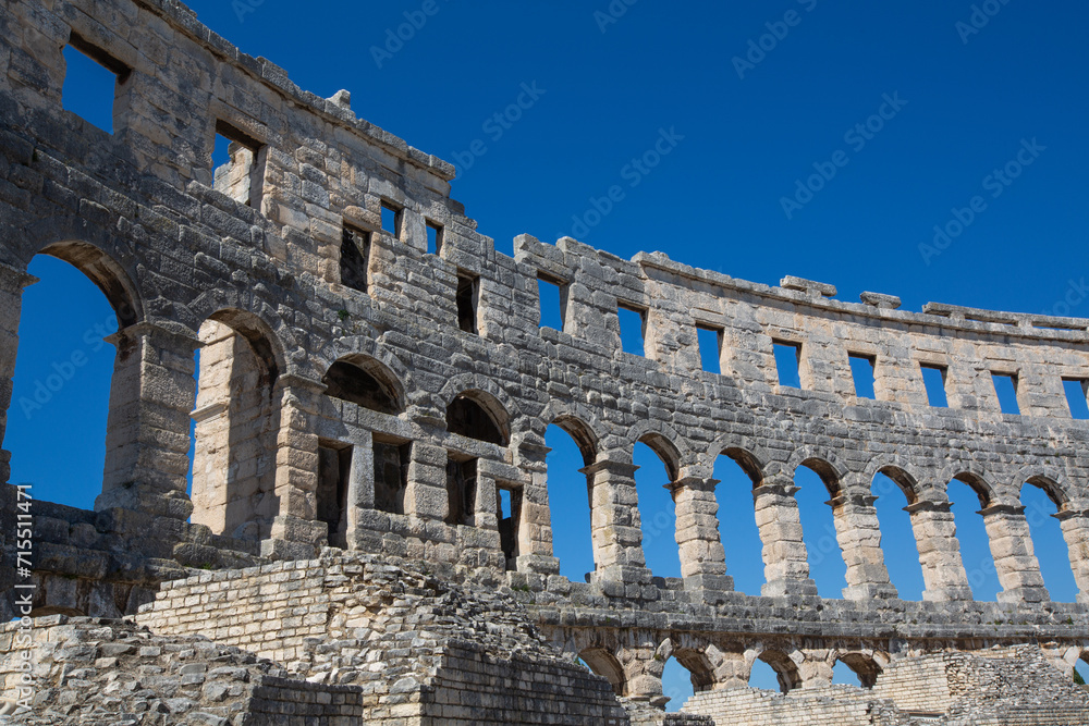 Pula Arena, Roman Amphitheater, constructed between 27 BC and 68 AD, Pula, Croatia Pula Arena, Roman Amphitheater, constructed between 27 BC and 68 AD, Pula, Croatia