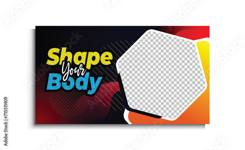 Gym and exercise training best YouTube thumbnail banner clickable video cover editable design