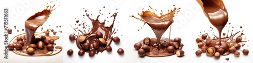 Chocolate and hazelnuts on white, dark Chocolate, liquid, coffee, brown liquid, pack, drink 