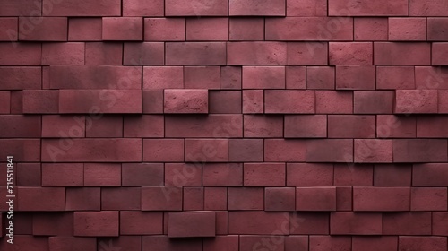 Vibrant maroon cement wall texture: abstract geometric 3d brick pattern, bright and textured mapping object © Ashi