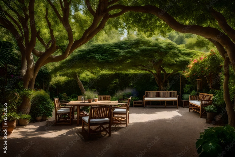 Obraz premium benches in the park Generated Ai