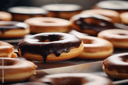 chocolate donuts on a plate ai generated